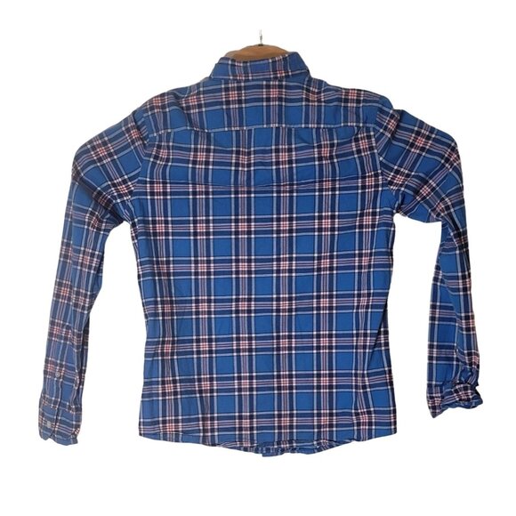 Abercrombie Kids Button Down Dress Shirt Size XL Boys Blue Red Plaid - Picture 2 of 5